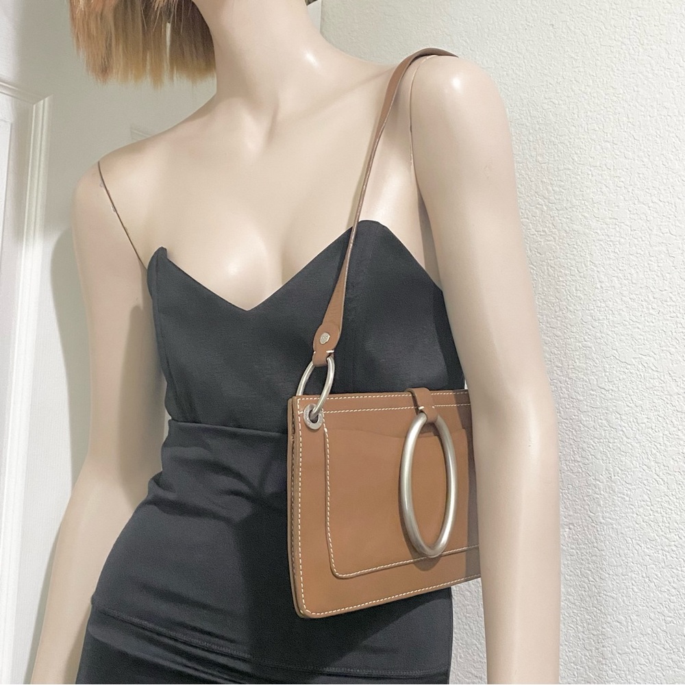 Vintage DKNY Y2K Tan Leather Shoulder Bag